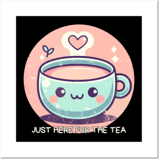 Kawaii Just Here For The Tea Posters and Art